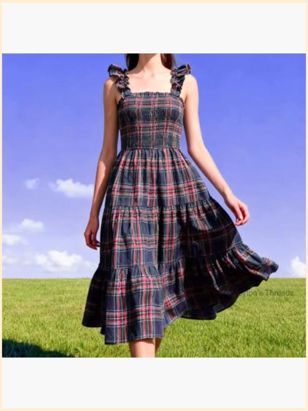 Sleeveless Square Neck Smocked Maxi Dress with Pockets - Picture 6 of 7